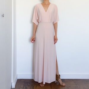 ASOS Petite Kimono Plunge Maxi Dress in Nude